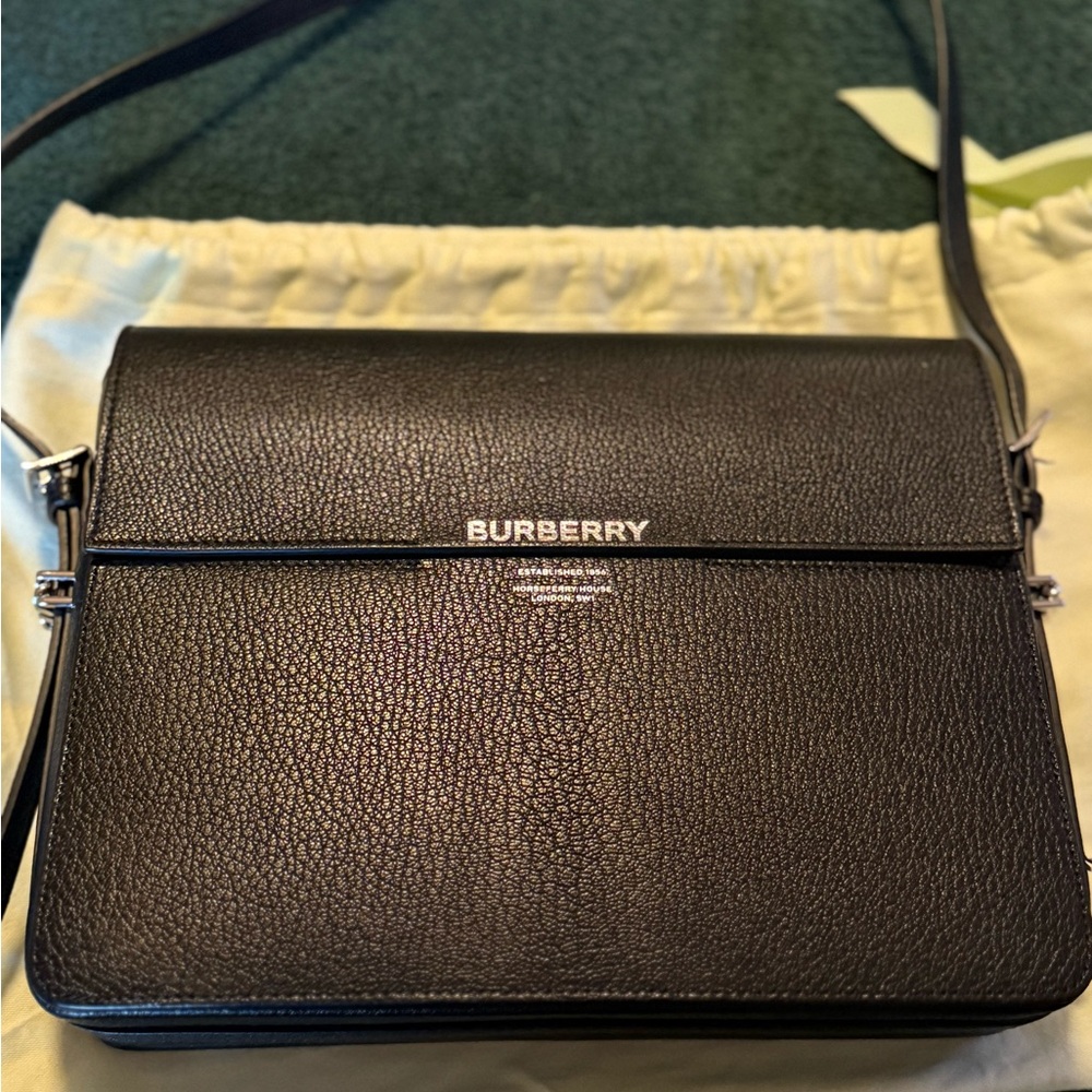 Burberry Black Textured Leather Shoulder Bag